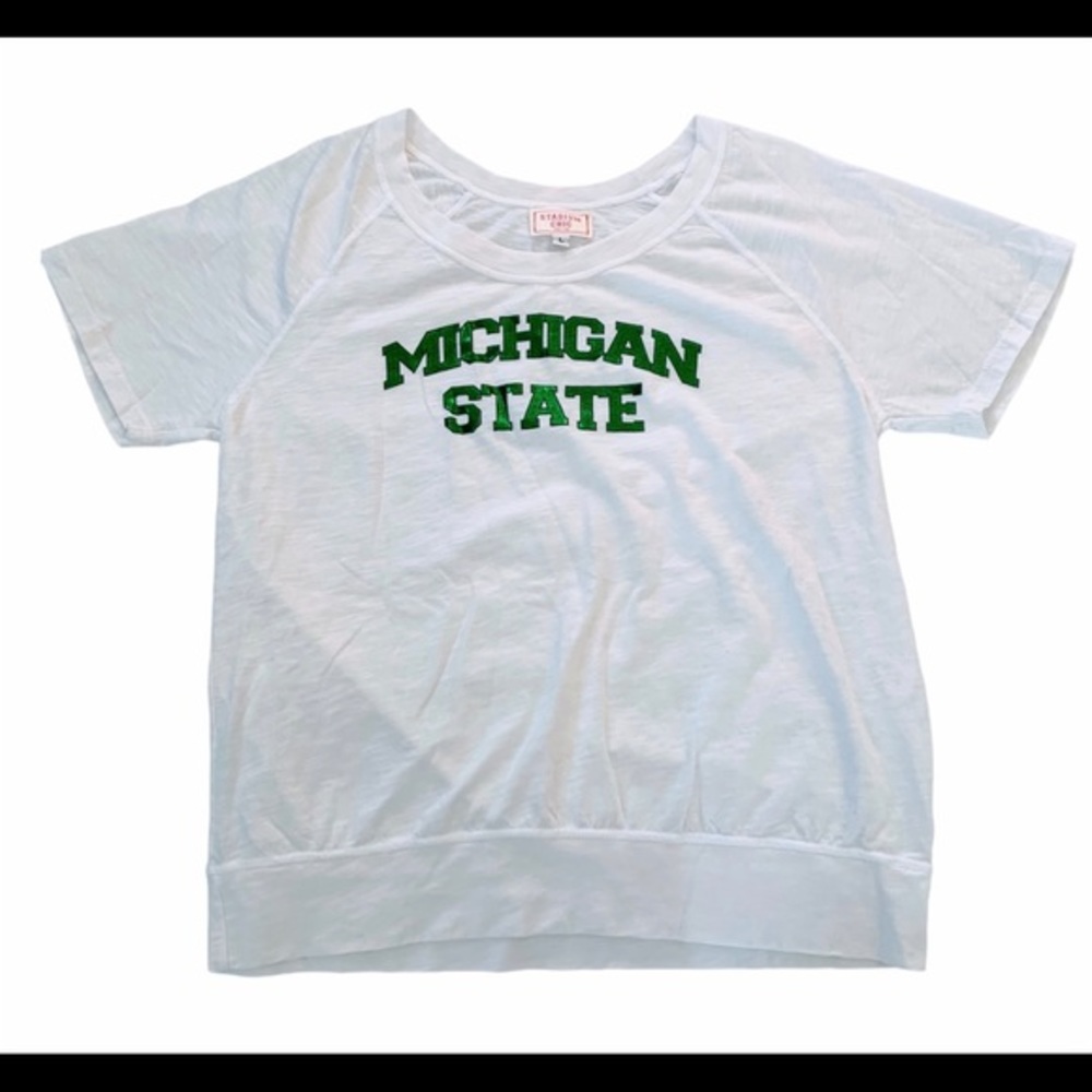 MICHIGAN STATE Spartan Mom Girlfriend Fan Tee Size Large Football Basketball